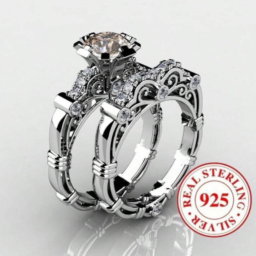 Elegant Silver Sterling Ring Set